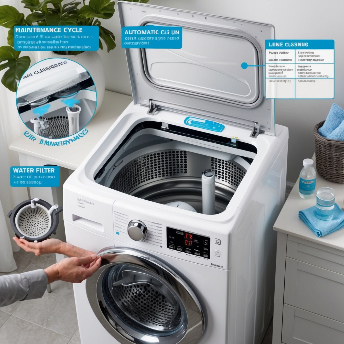 Felültöltős mosögép karbantartás teszt - tisztítás és szűrő karbantartás